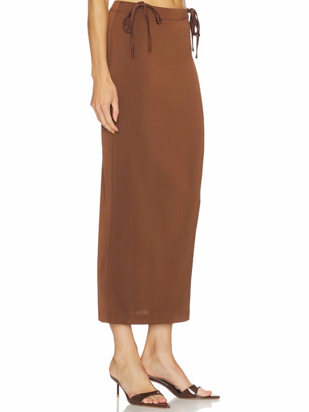 NWT Free People Rosetto Column Maxi Skirt Chocolate Brown Size 10 - Picture 3 of 8